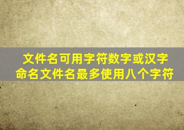 文件名可用字符数字或汉字命名文件名最多使用八个字符