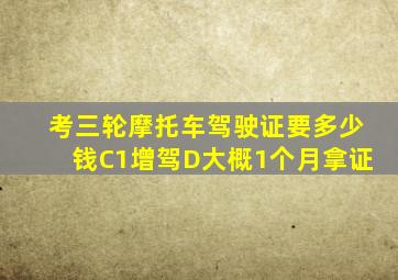 考三轮摩托车驾驶证要多少钱C1增驾D大概1个月拿证